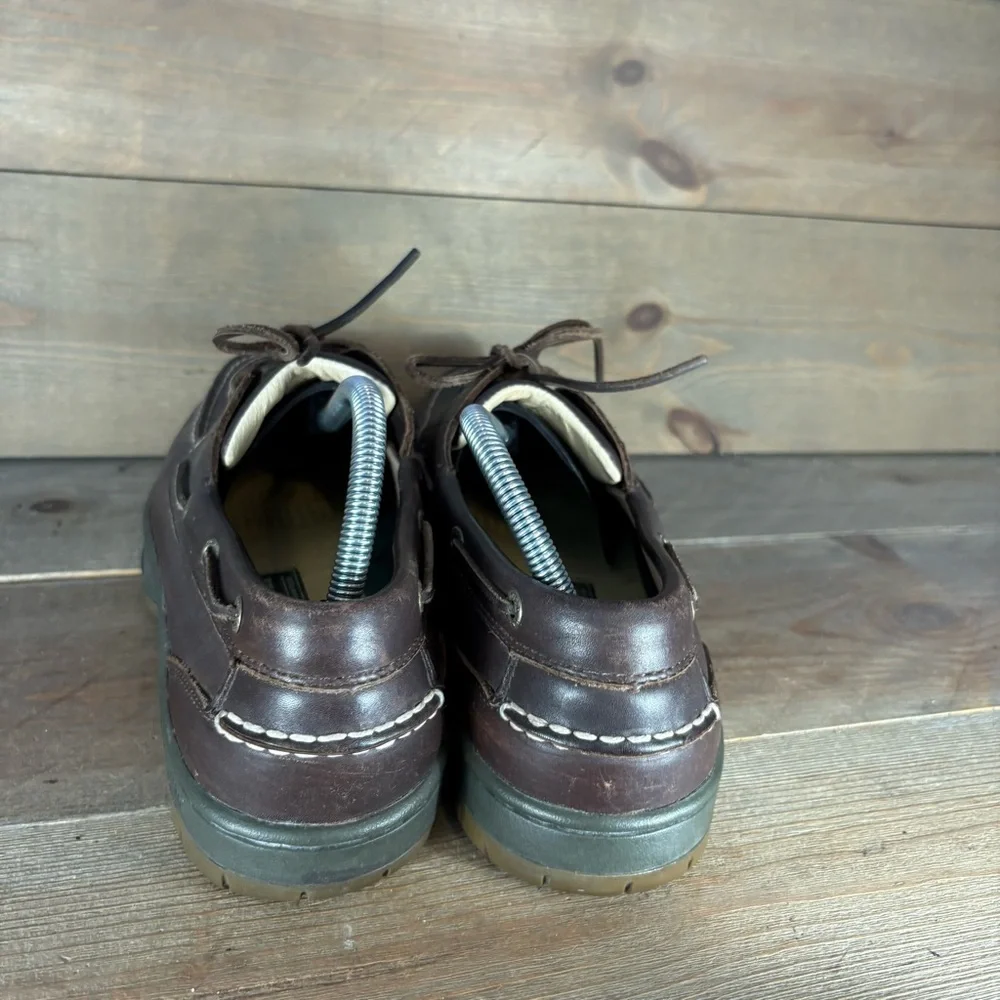 ll bean mens size 10 shoes brown leather comfort boat shoes